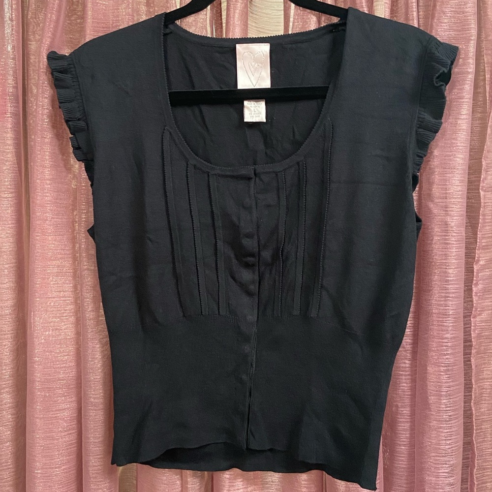 Vintage Y2K Ruffled Button Up Silk Cropped Blouse